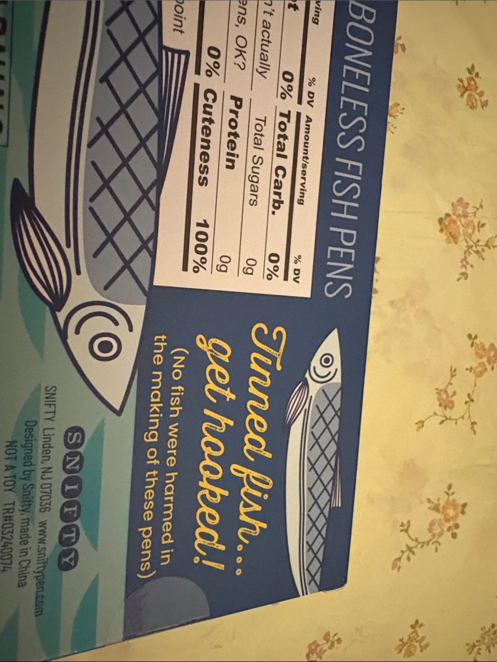 Sardines Tinned Pen Set - Blue Decorative Desk Pens (3-Pack)